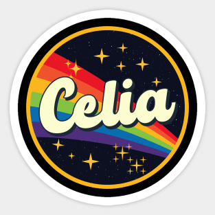 Celia // Rainbow In Space Vintage Style Sticker